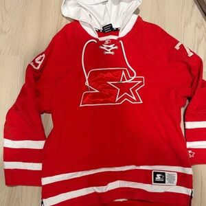 STARTER Red and White Hockey Hoodie Jersey gently used